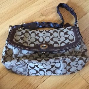 Coach Khaki Chelsea Signature Braided Flap #11014